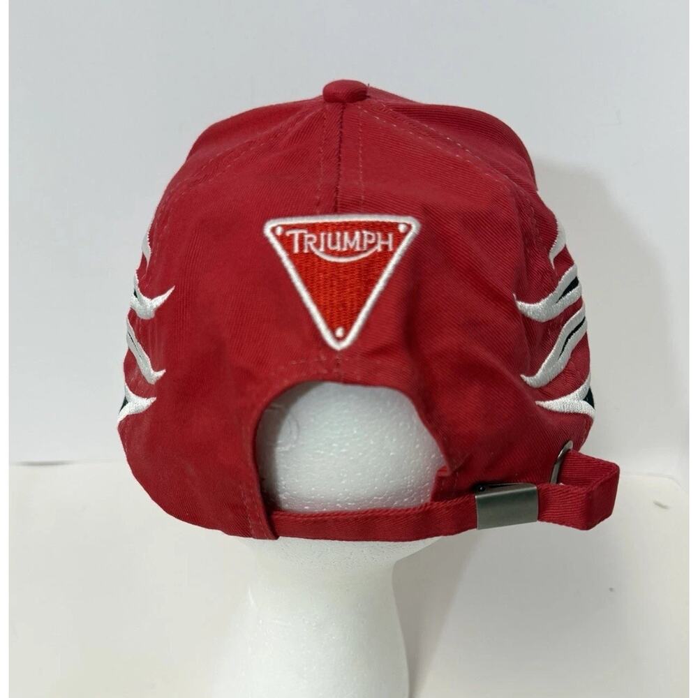 Triumph Motorcycles Red Black Flame Embroidered Adjustable Baseball Cap Hat OSFA - Picture 3 of 6